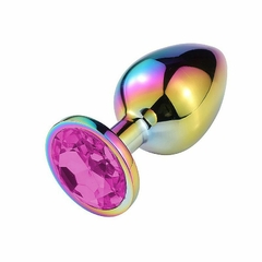 Plug Anal de Aço com Pedra de Cristal - Tamanho M -PINK - SI