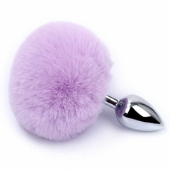 Plug Anal em Aço Pompom de Coelho - Lilás - M