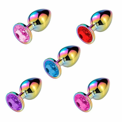 Plug Anal de Aço com Pedra de Cristal - Tamanho M