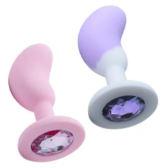 Plug Anal em Silicone com Pedra - Formato de Feijão - 8,2 X 2,7