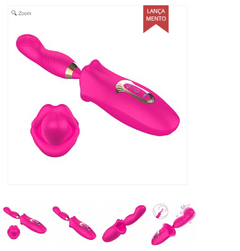 Vibrador de Pulsação Formato de Boca com dedilhar na internet