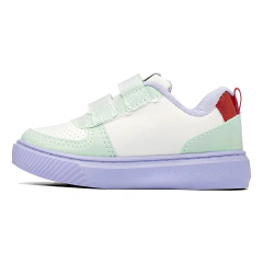 Tênis Infantil Disney Ariel com Velcro Verde Água Branco e Lilás - Amo Sapatilha