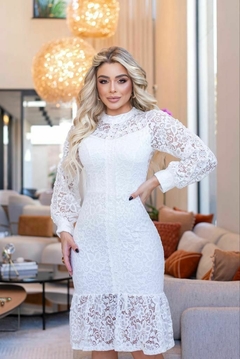 Vestido midi manga longa