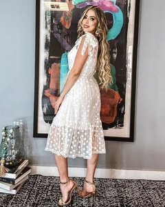 Vestido midi tule branco/off - comprar online