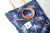 Tote Bag Amelia de denim grueso con correas de cuero desmontables. Estampada a mano con libélulas