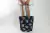 Tote Bag Amelia de denim grueso con correas de cuero desmontable. Estampado a mano con escarabajos.