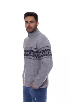 Suéter Masculino Tricot Forrado Com Zíper