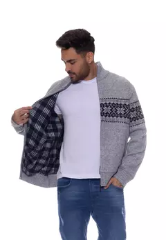 Suéter Masculino Tricot Forrado Com Zíper - comprar online