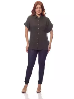 Camisa Feminina Viscose Manga Curta Com Bolso
