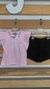 CONJ. BLUSA M/MALHA FOIL / SHORT SARJA COM ELASTANO/TAM: 6/FEMININO
