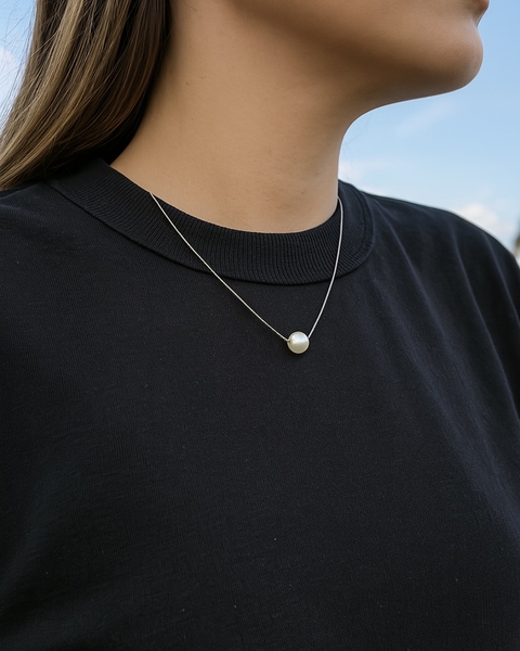 Colar de Prata Ponto de Pérola - comprar online