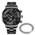 Relógio de pulso masculino de quartzo em aço inoxidável, Relógios masculinos, Pulseira de prata, Relógio luminoso, Calendário na internet