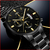 Relógio de aço de luxo masculino, relógio quartzo, pulseira corrente, relógios de negócios, relógio masculino, calendário, moda