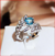 Luxo irregular pavão pena oval safira cheia diamante casal anel para feminino zircão geométrico dia dos namorados presente jóias - comprar online