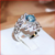 Luxo irregular pavão pena oval safira cheia diamante casal anel para feminino zircão geométrico dia dos namorados presente jóias na internet