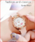 Relógio de pulso feminino de quartzo de couro PU, pulseira de liga, pulseira multicolorida, presente feminino, moda luxo na internet
