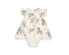 BEE Vestido de fibrana estampado. AMATISTA Tiza