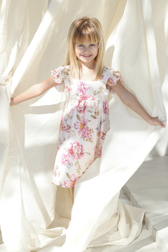 SPRING Vestido de lino estampado. Dior Rosa y Natural