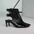 Open Boot Buckles Salto Fino Couro Verniz Preto Carrano - Sapato de boneca