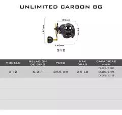 Reel Huevito Caster Unlimited Carbon Bg 312 12 Rulemanes - tienda online
