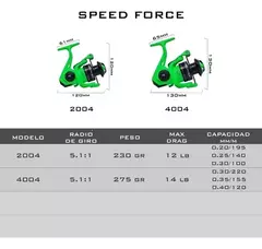 Reel Frontal Caster Speed Force 2004 Spinning 4 Rulemanes - BC PESCA Y CAMPING