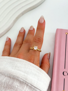 Anillo Acero Dorado "Diamante" AND284 - comprar online
