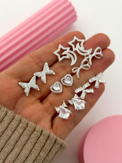 Pack x3 Aros Pasantes con Strass CDA751 - Kawaii Desu