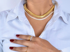 Choker Fio Alemão 10mm 32cm - Banho Ouro 18k - comprar online