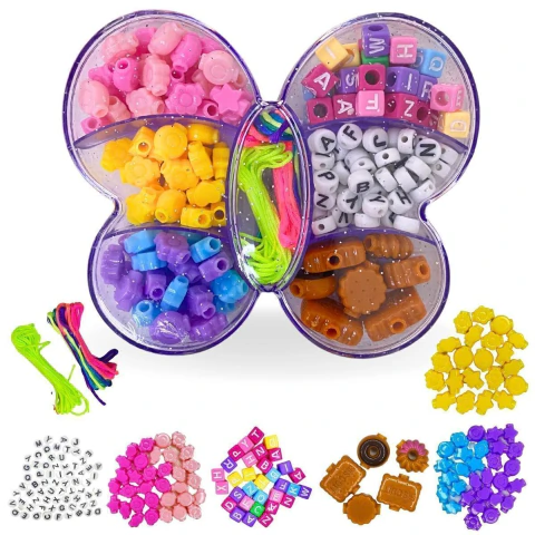Kit Miçangas Coloridas Infantil Para Montar Pulseiras Colar