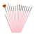 Kit Pincel Gel Uv 15 Pinceis Manicure Acrigel Cor: Rosa