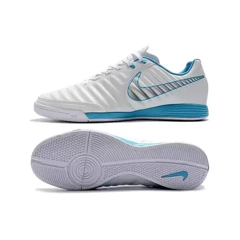 Chuteira Nike Tiempo Legend 7 Academy Futsal - Branco/Azul - comprar online