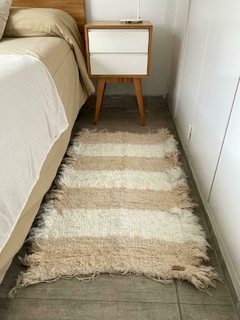 Alfombra rayas gruesas Beige - comprar online