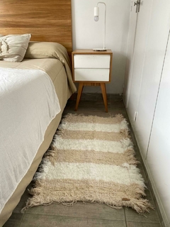 Alfombra rayas gruesas Beige