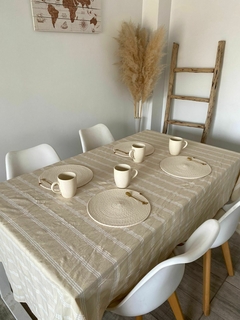 Mantel arena con rayas blancas - comprar online