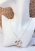 Collar doble de acero blanco con dije de acero y Nacar