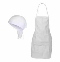 Delantal gabardina BLANCO + gorro de cocina - comprar online