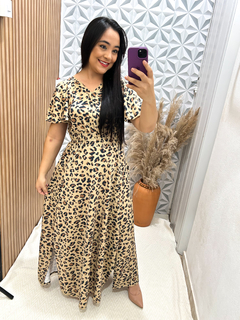 Vestido longo oncinha - comprar online