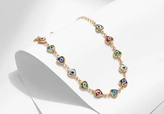 Gold plated evil eyes bracelet on internet