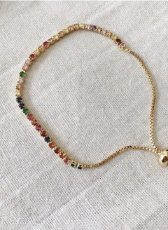 Adjustable multicolor 18k gold plated bracelet - buy online
