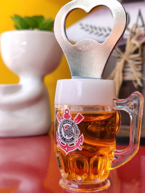 Abridor Garrafas Caneca Ímã Geladeira 10x5cm - Corinthians