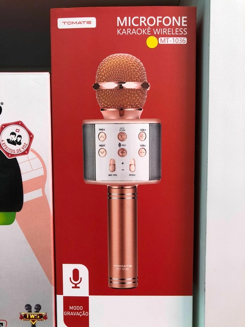 Microfone Sem Fio Karaokê Com Alto Falante Tomate Mt- 1035