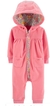 Macacão Fleece Floral Ursinho Rosa Carter's