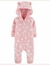 Macacão Bebê Rosa Poás Zíper Fleece Carters