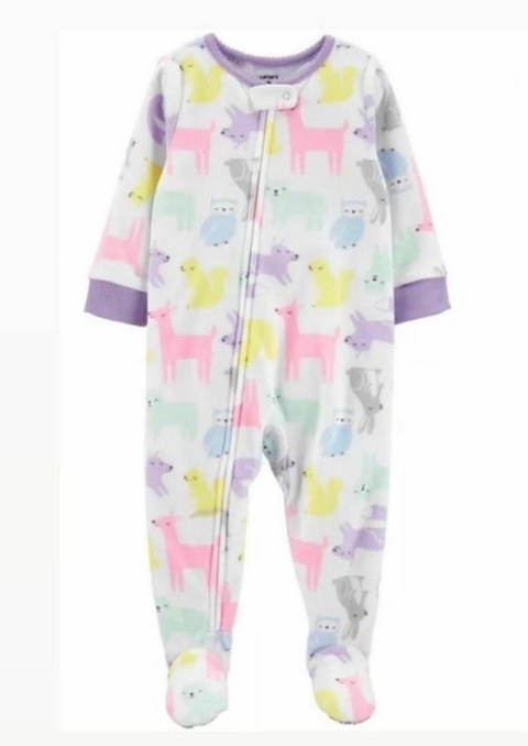 Macacão Zíper Bichinhos Coloridos Fleece Carters