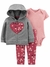 Conjunto Bebê Inverno Jaqueta Moletom Coração/Floral Capuz Carters
