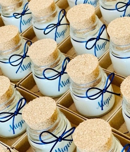 10 uni de Mini Vela 30g Aromática com tampa rolha - Personalizada