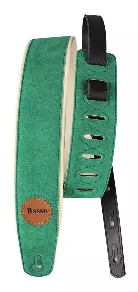 Correia Basso Estofada Camurça Para Guitarra Baixo Violão Cor Verde