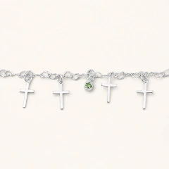 Pulseira Cruzes C/ Zirconia Verde Banhado a Prata - comprar online