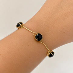 Pulseira Pedras Azuis Banhado a Ouro