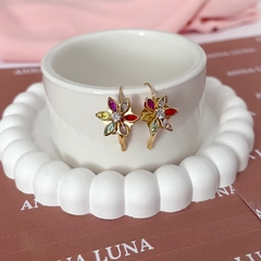 Brinco Argolinha Flor Colorida Banhado a Ouro - loja online